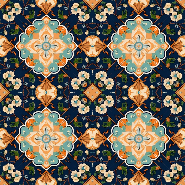 Seamless pattern with mandalas in oriental style