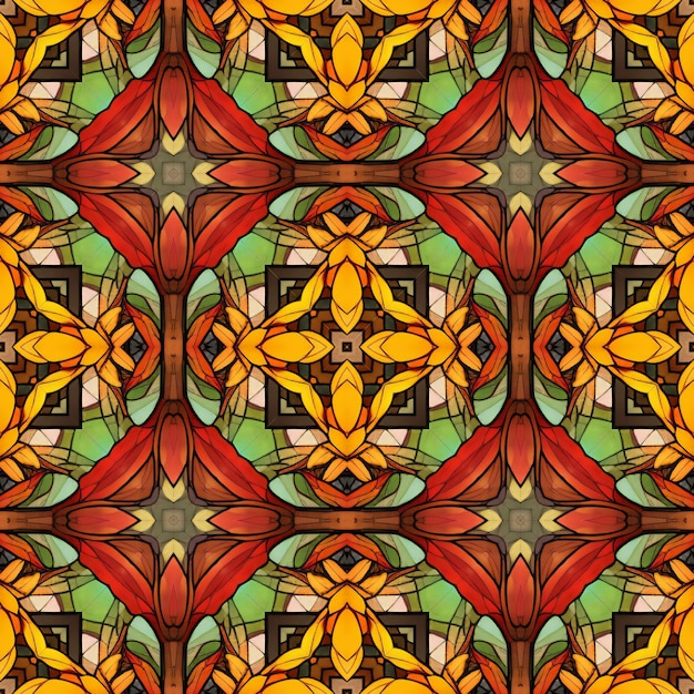 Seamless pattern with mandalas in warm colors