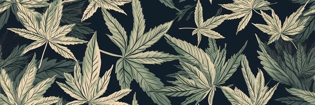 Seamless pattern with marijuana cannabis leaf background Generative AI illustration