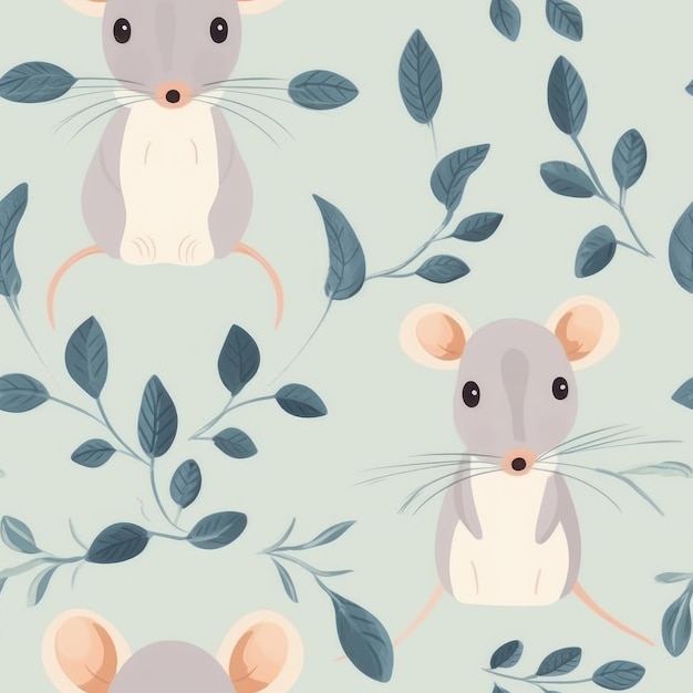 Seamless pattern with moose and trees on a beige background