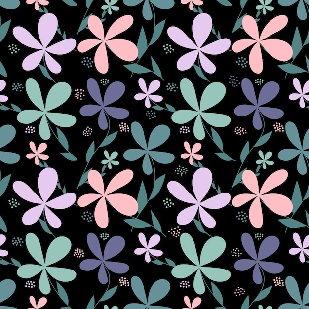 Seamless pattern with multicolored flowers Finished Design for paper fabric and other items