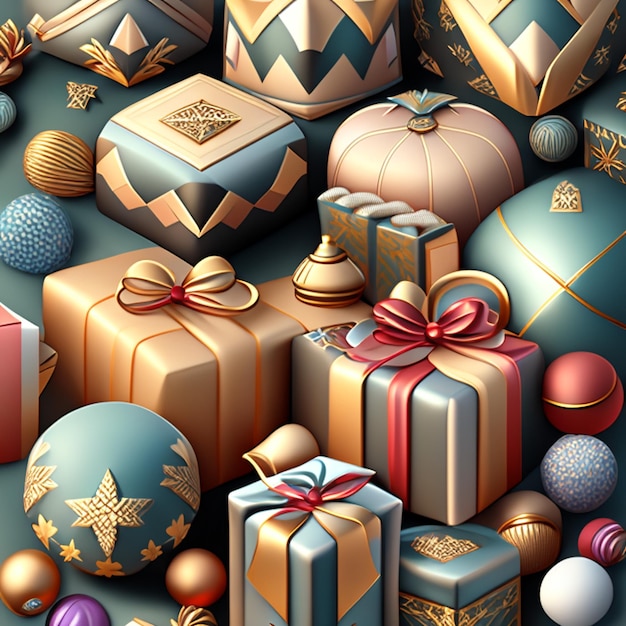 Seamless pattern with new year's gifts