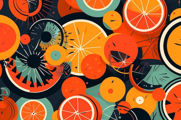 Seamless pattern with orange and grapefruit illustration