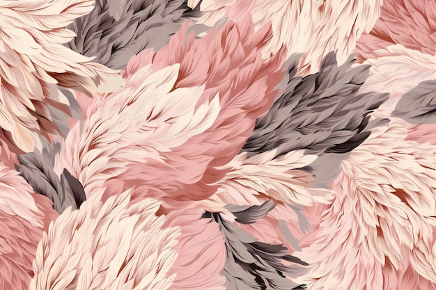 Seamless pattern with pink and gray chrysanthemums