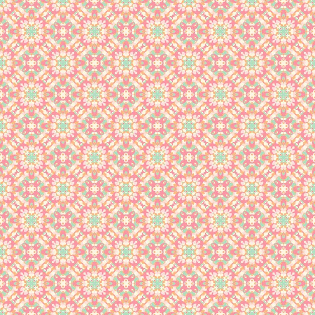 Photo a seamless pattern with pink and green flowers and circles