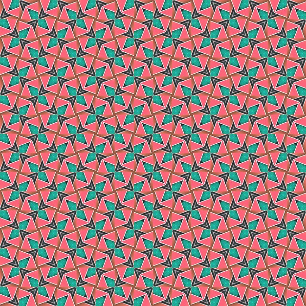 A seamless pattern with pink and green triangles.