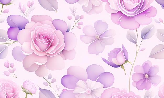 ピンクのバラとのシームレスなパターン