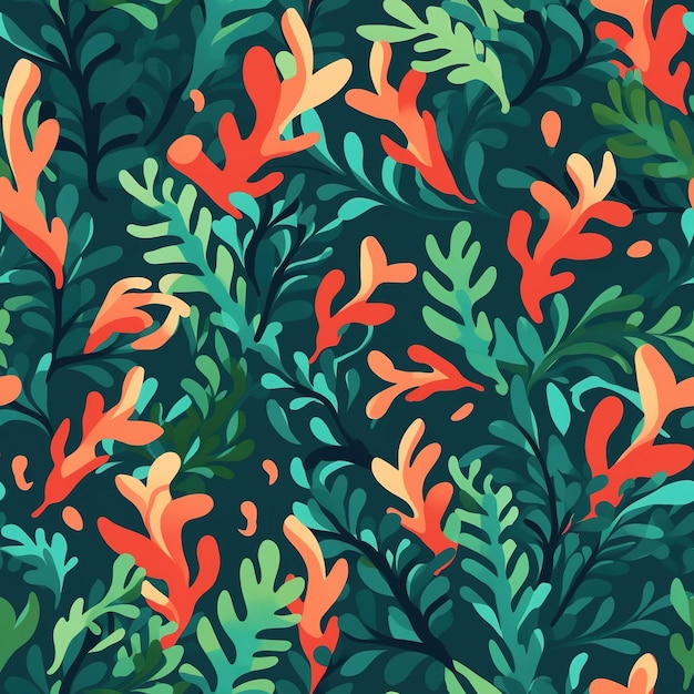 Seamless pattern with plants on a dark background.