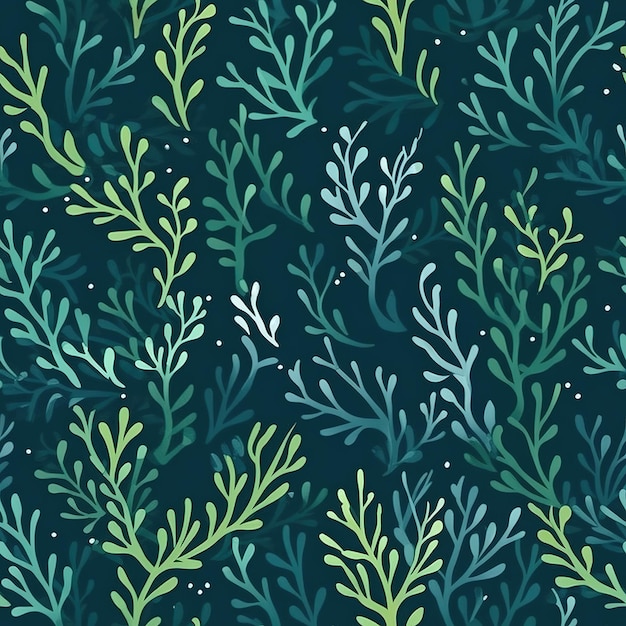 A seamless pattern with plants on a dark background.