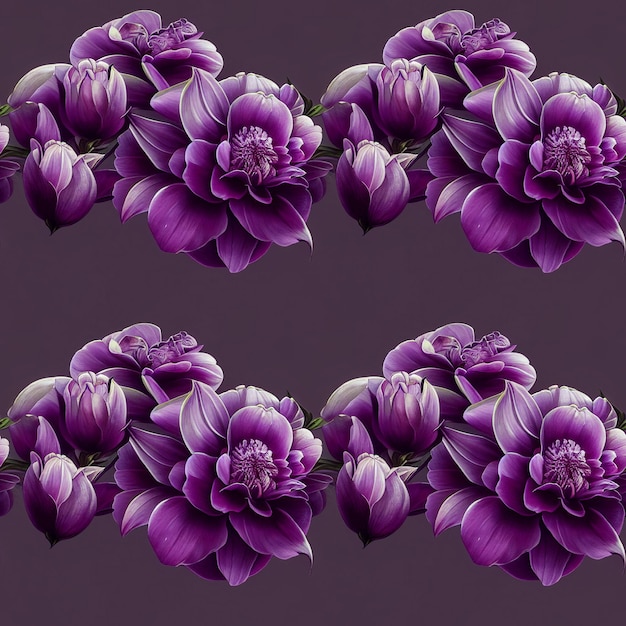 Modello senza cuciture con fiori viola ai generato modificato in photoshop