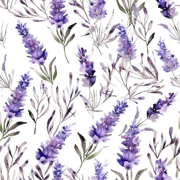 A seamless pattern with purple flowers. watercolor background.