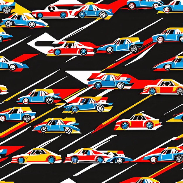 seamless pattern with a racing cars