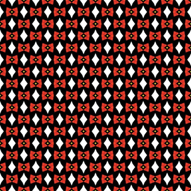 A seamless pattern with red and black squares and hearts.