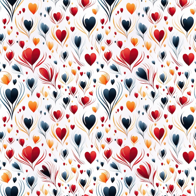 seamless pattern with red hearts on a white background Festive texture for greeting card or wrapping paper with love print