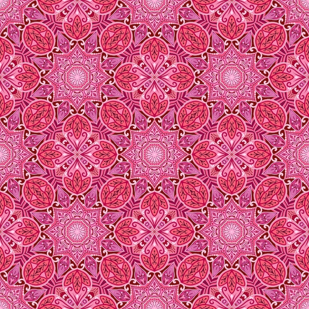 Seamless pattern with red mandala Geometric circle element Indian islamic ottoman elements