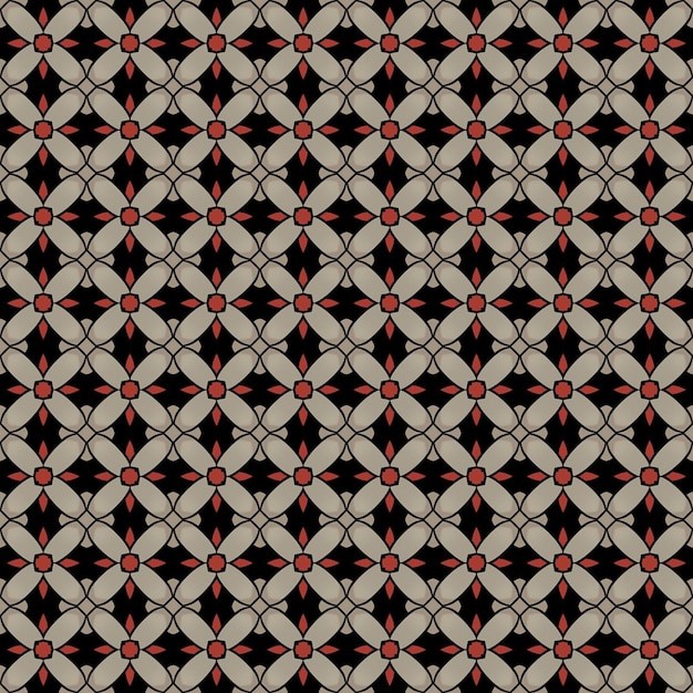 A seamless pattern with red and white flowers.