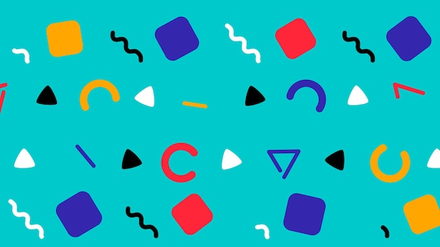 Seamless pattern with s memphis style of c shaped triangle rectangle shapes high quality drawing