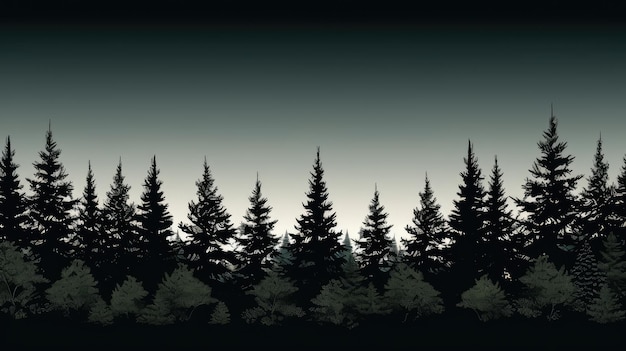 Photo seamless pattern with silhouettes of trees on background