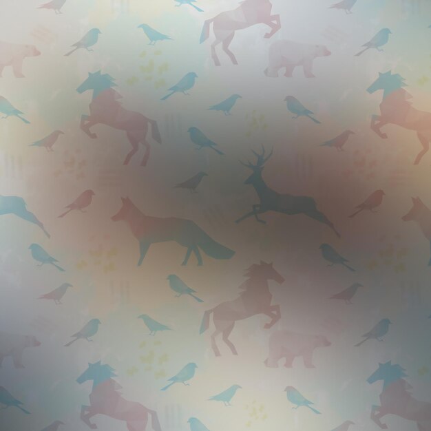 Seamless pattern with silhouettes of wild animals