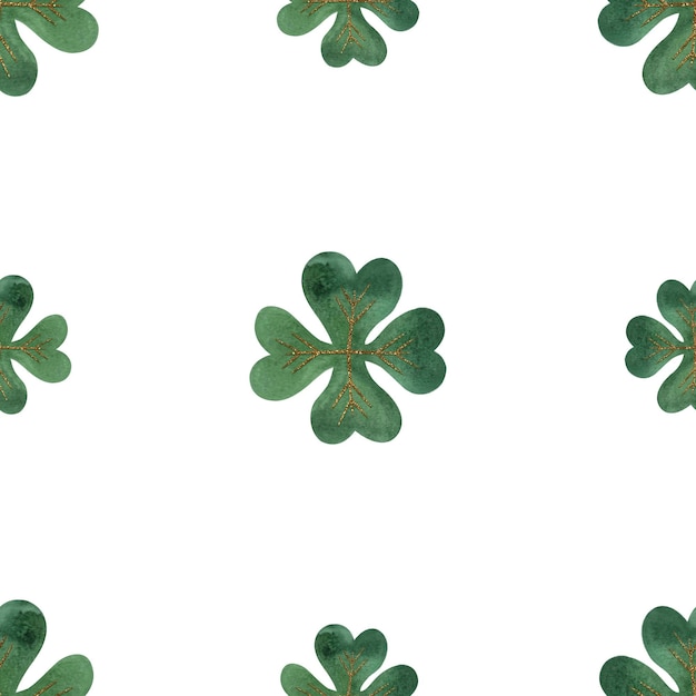 Seamless pattern with symbols of Ireland Wrapping paper for St Patricks Day Watercolor