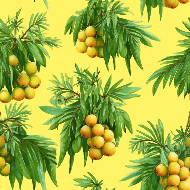 Photo a seamless pattern with a tree branch and orange fruits