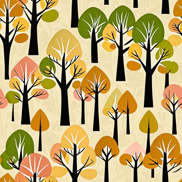 Photo seamless pattern with a tree