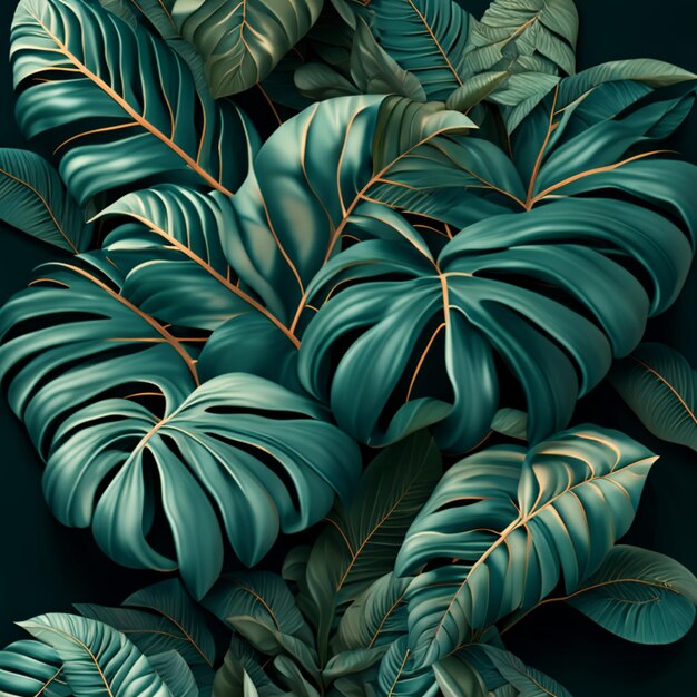 Seamless pattern with tropical leaves background or texture design