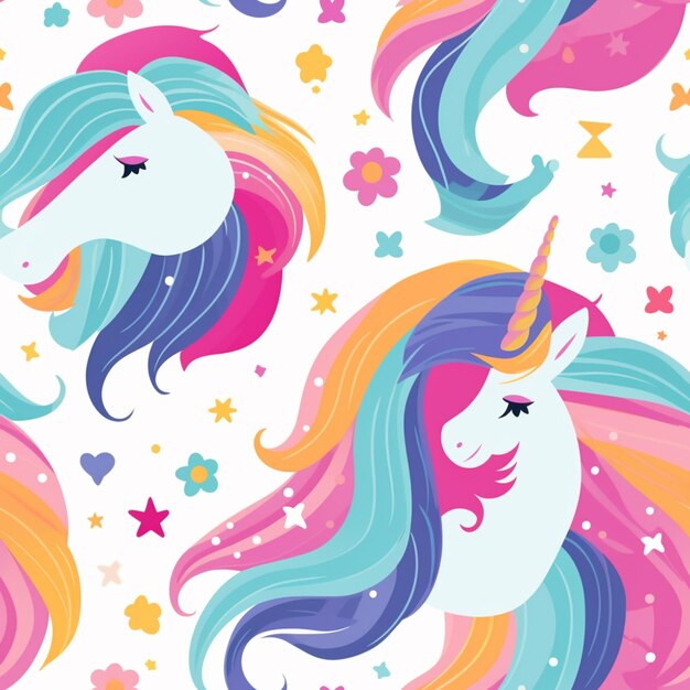 seamless pattern with unicorns and stars generative ai