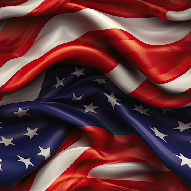 アメリカとのシームレスなパターン アメリカ国旗シルク生地の壁紙の背景デザイン 生成 AIxA