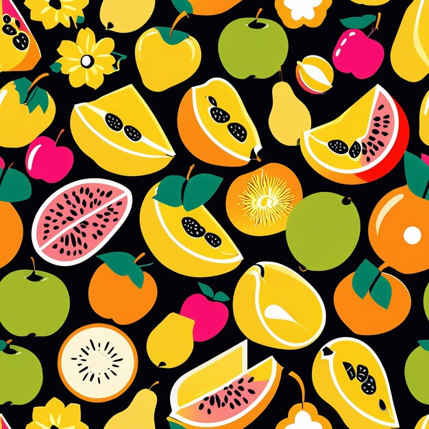 seamless pattern with a variety of fruits