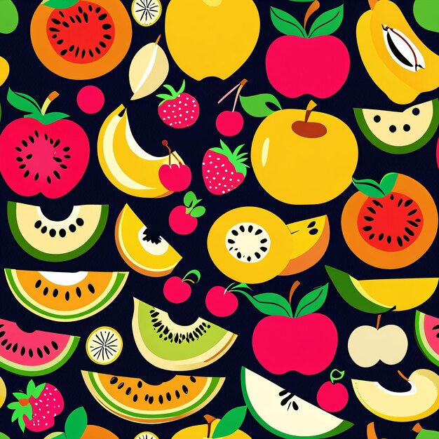 seamless pattern with a variety of fruits