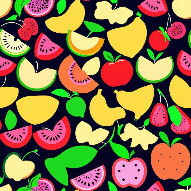 seamless pattern with a variety of fruits