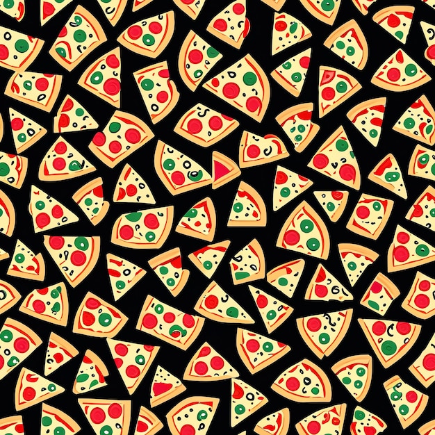 seamless pattern with a variety of pizzas