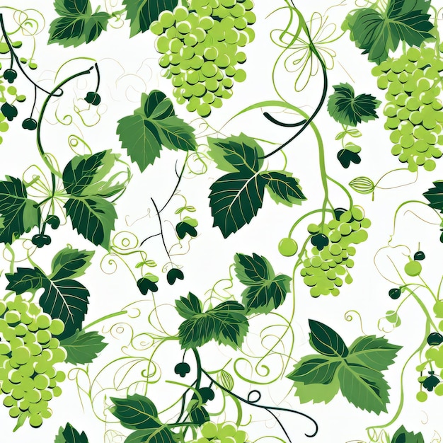 Seamless pattern with vine incorporating playful illustrations