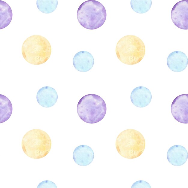 Photo seamless pattern with watercolor bubbles