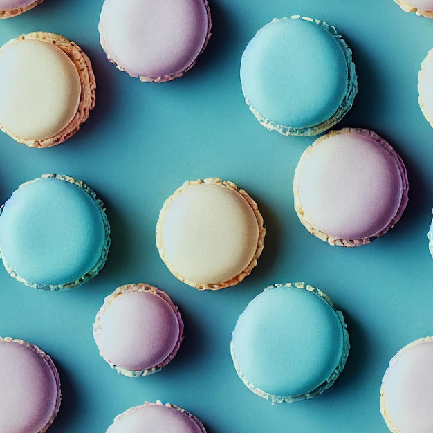 Seamless pattern with watercolor colorful macaroons