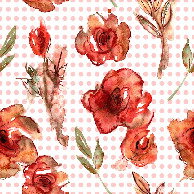 Seamless pattern with watercolor flowers Digital paper Floral background