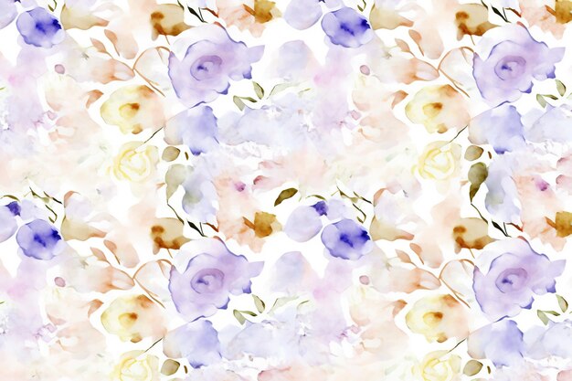 A seamless pattern with watercolor flowers