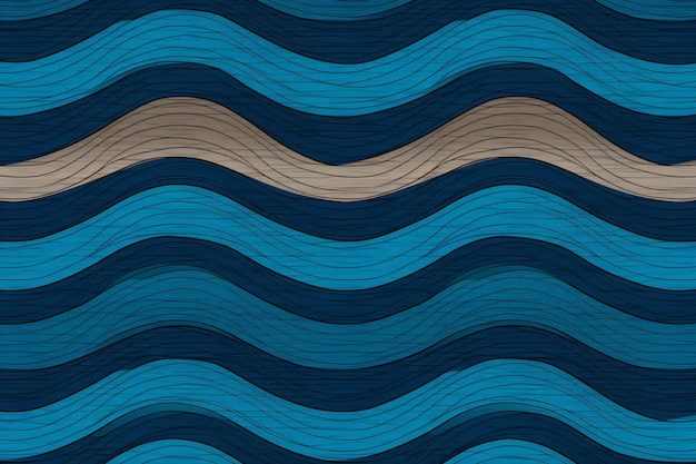 Seamless pattern with wavy lines Blue waves background illustration