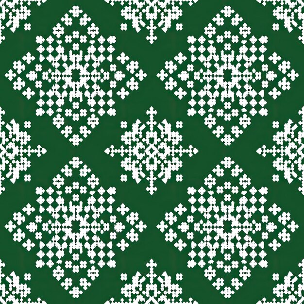 Photo seamless pattern with white flowers on a green background