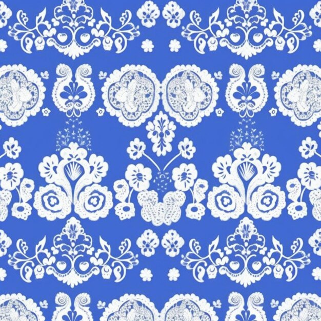 A seamless pattern with white lace and flowers.