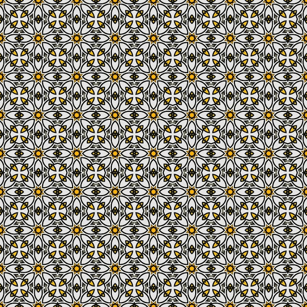 A seamless pattern with white and yellow flowers.