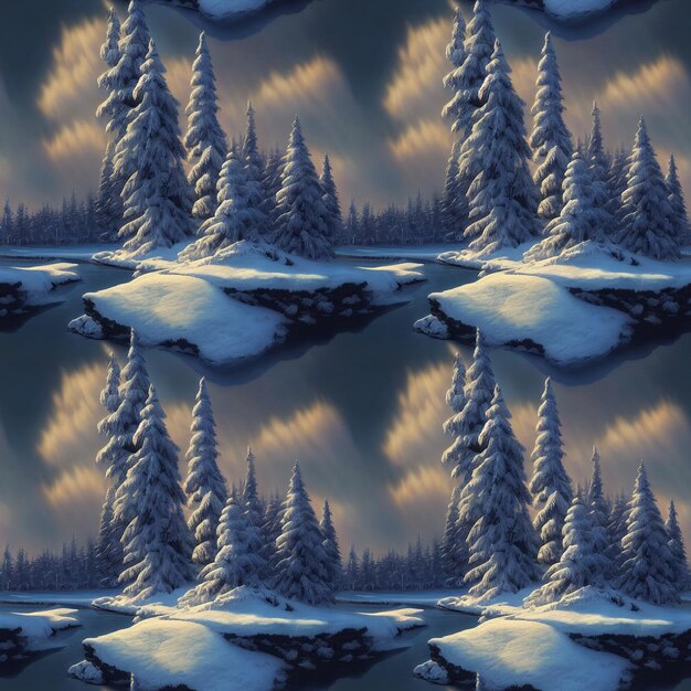 Seamless pattern with winter elements