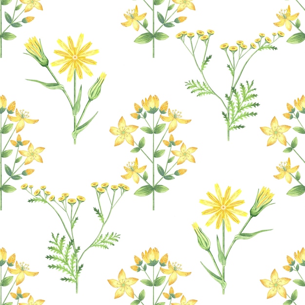 Photo seamless pattern with yellow flowers