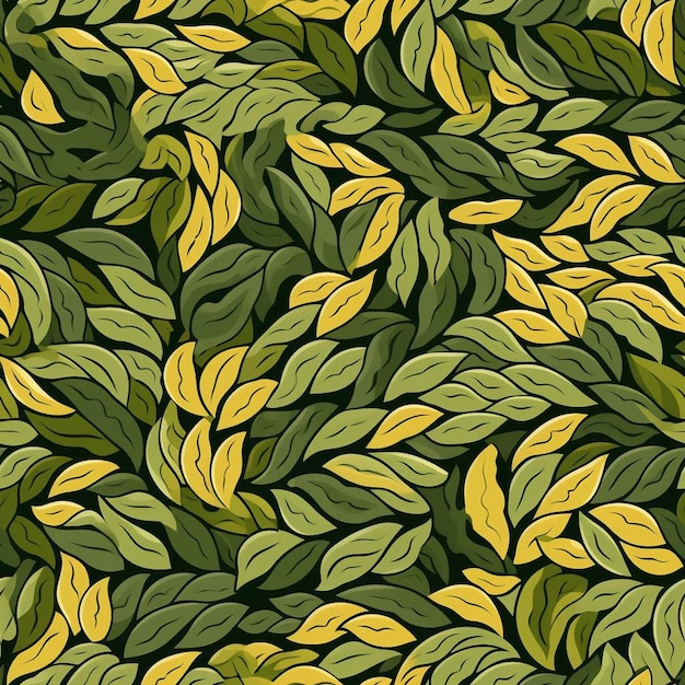 A seamless pattern of yellow autumn leaves