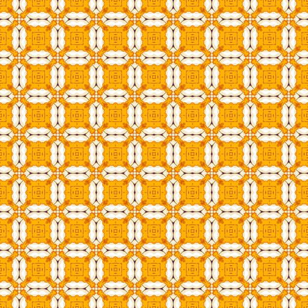 A seamless pattern of yellow and white squares with a floral pattern.