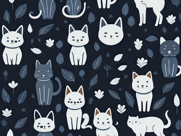 Seamless patterns of cats ai generative