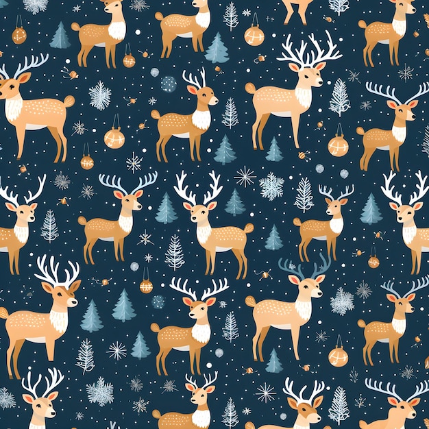 Seamless patterns Cute reindeer surrounded by snowflakes and ornaments Generative AI tools