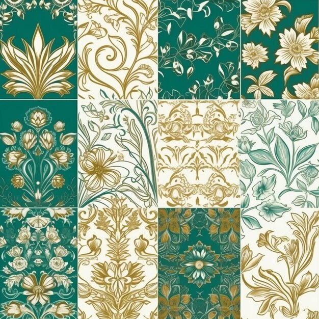 Photo seamless_patterns_exquisite_floral_gold