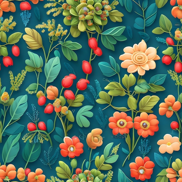 Seamless_patterns_of_flowers_and_trees_repeating_Creative__patterns_of_flowers_trees ai gegenereerd